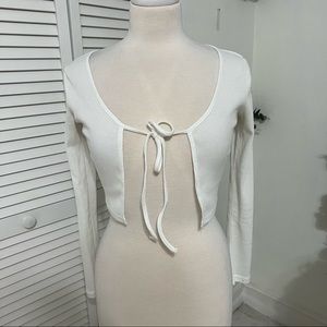 SHEIN White Tie Cropped Cardigan Size Extra Small